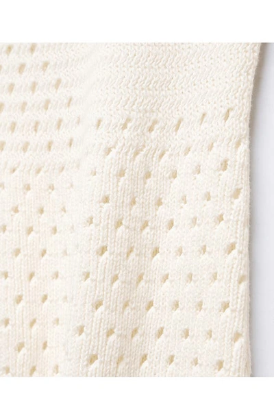 Shop Mango Open Stitch Cotton Sweater Slipdress In Off White