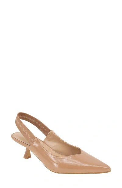 Shop Bcbgeneration Kayla Pointed Toe Kitten Heel Pump In Tan Patent