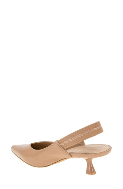 Shop Bcbgeneration Kayla Pointed Toe Kitten Heel Pump In Tan Patent