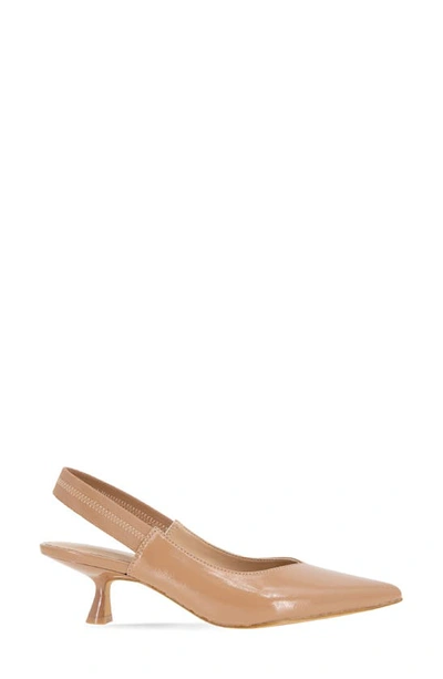 Shop Bcbgeneration Kayla Pointed Toe Kitten Heel Pump In Tan Patent