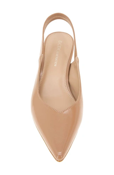 Shop Bcbgeneration Kayla Pointed Toe Kitten Heel Pump In Tan Patent