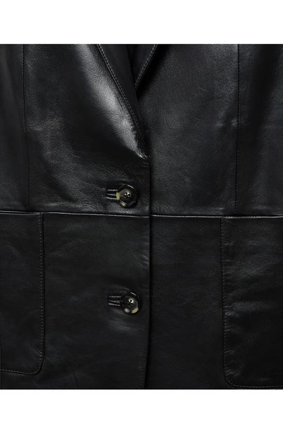 Shop Mango Pieced Leather Jacket In Black