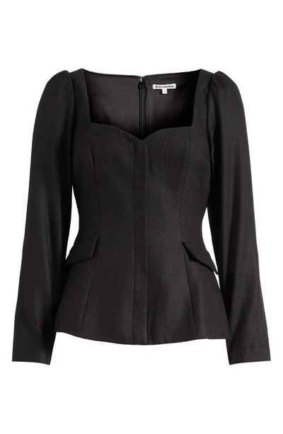Shop Reformation Edie Long Sleeve Wool Blend Top In Black