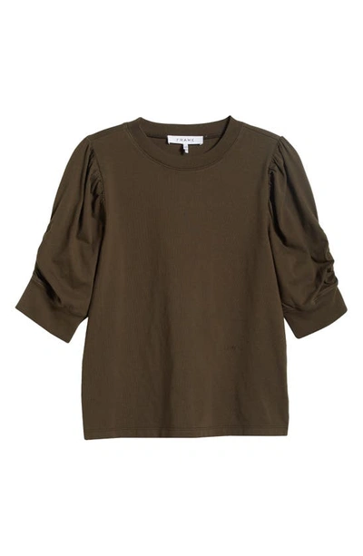 Shop Frame Frankie Puff Sleeve T-shirt In Olive Khaki
