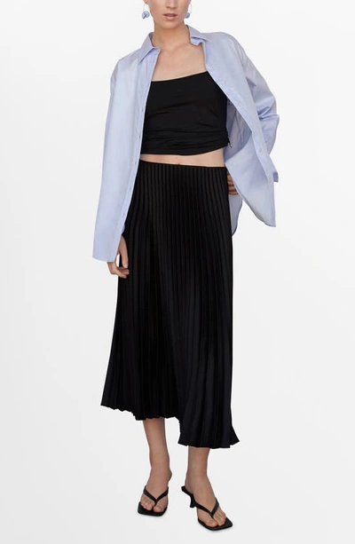 Shop Mango Pleated Midi Skirt In Black