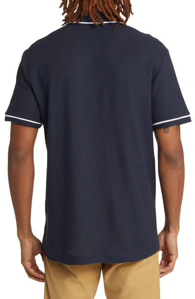 Shop Original Penguin Earl Organic Cotton Mesh Polo In Dark Sapphire