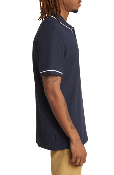 Shop Original Penguin Earl Organic Cotton Mesh Polo In Dark Sapphire