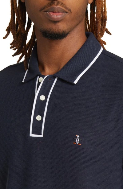 Shop Original Penguin Earl Organic Cotton Mesh Polo In Dark Sapphire