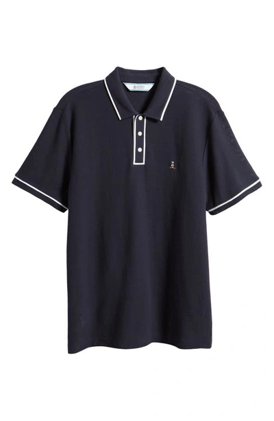 Shop Original Penguin Earl Organic Cotton Mesh Polo In Dark Sapphire