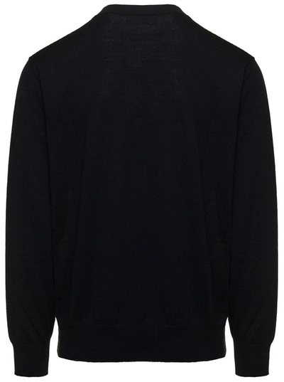 Shop Dsquared2 'd2 Leaf' Black Sweater With Jacquard Logo At The Front In Wool Man