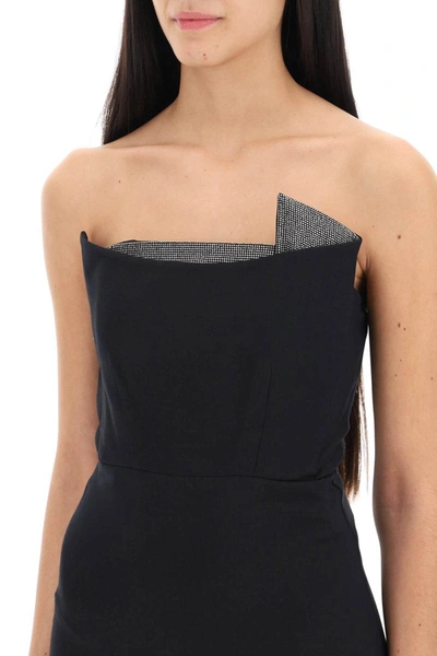Shop Roland Mouret Mini Dress With Diamanté Asymmetric Neckline In Black