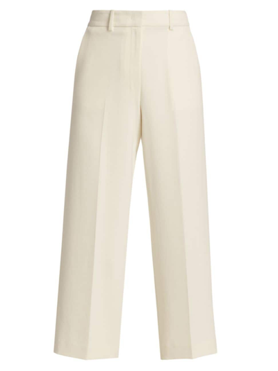 Shop Theory Women's Crop Straight-leg Trousers In Rice