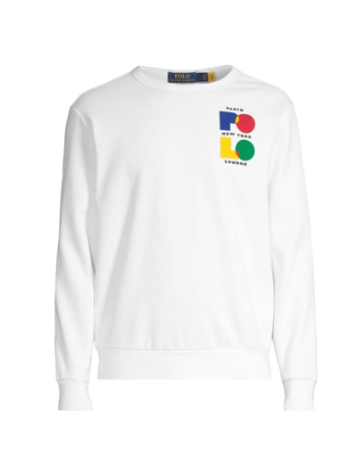 Shop Polo Ralph Lauren Men's Graphic Fleece Sweatshirt In White