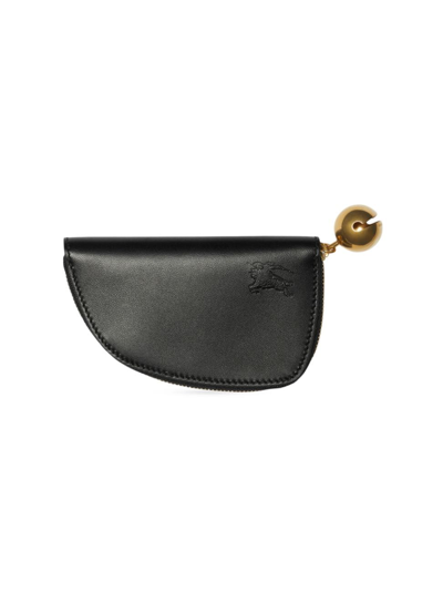 Shop Burberry Women's Equestrian Knight Leather Coin Pouch In Black