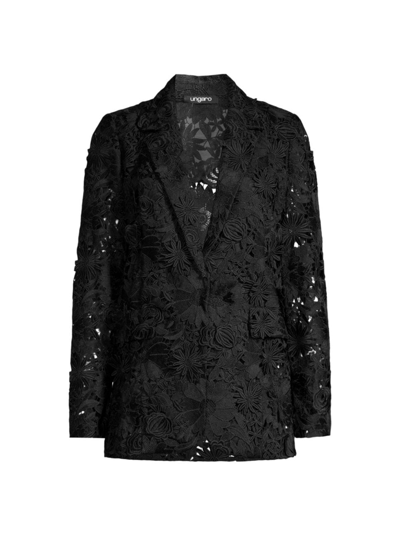 Shop Ungaro Women's Kehlani Floral Eyelet Jacket In Black