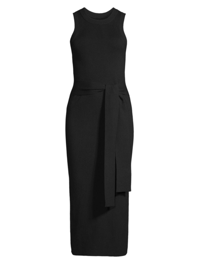 Toccin Piper Sleeveless Racer Tie-front Midi Dress In Jet Black