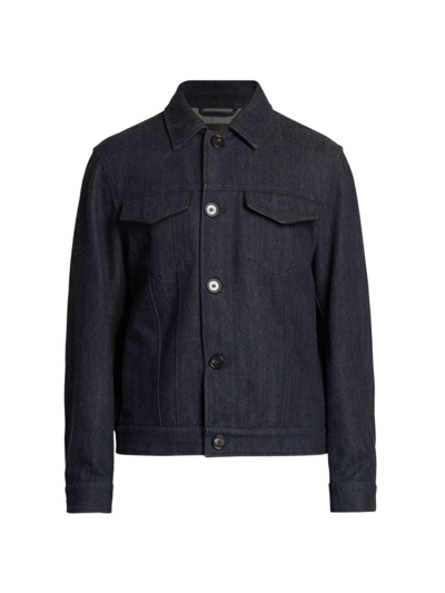 Shop Loro Piana Men's Neive Denim-cashmere Jacket In Shadow Blue