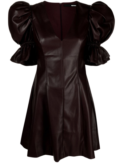 Rotate Birger Christensen Puff-sleeve Flared Minidress In Purple