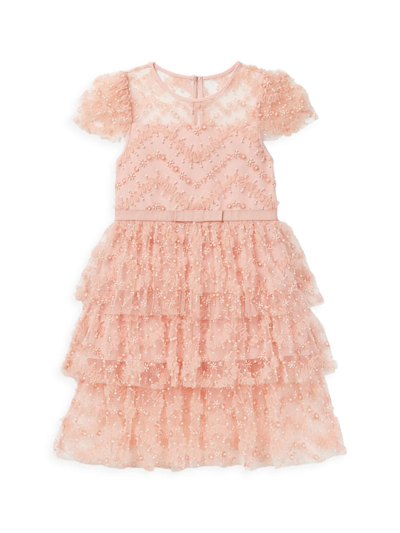 Shop Self-portrait Little Girl's & Girl's Tiered Sequin Dress In Pink