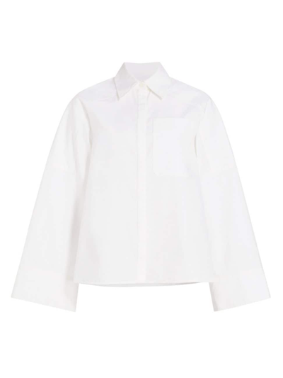 Shop Co Women's Tton-silk Patch Pocket Oversized Shirt In White