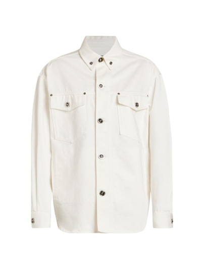 Shop Versace Men's Rinsed Denim Shirt In White
