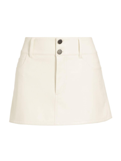 Shop Alice And Olivia Women's Laika Vegan Leather Miniskirt In Off White
