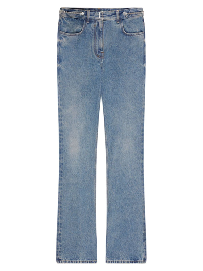 Shop Givenchy Women's Boot Cut Jeans In Denim With Chain Details In Medium Blue