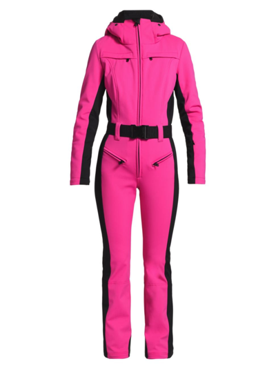 Shop Goldbergh Women's Parry Hooded Stretch Shell Ski Jumpsuit In Passion Pink