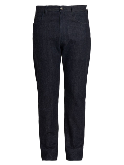 Shop Loro Piana Men's Quarona 5-pocket Denim-cashmere Jeans In Shadow Blue