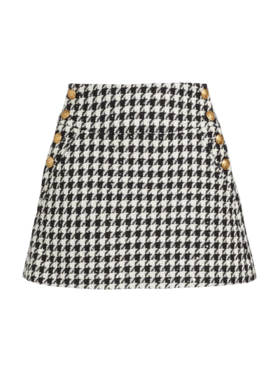 Shop Alice And Olivia Women's Donald Houndstooth Miniskirt In Black Off White