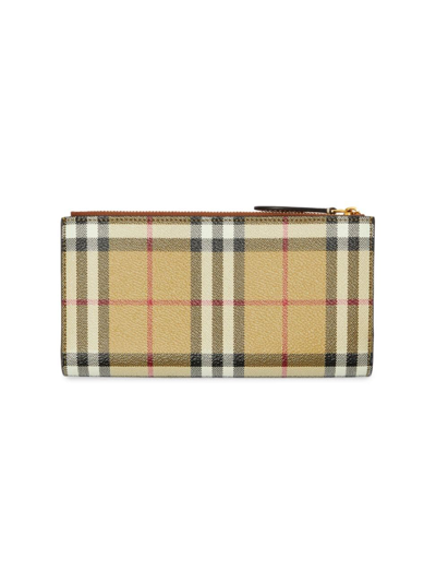 Shop Burberry Women's Check Large Bifold Wallet In Archive Beige