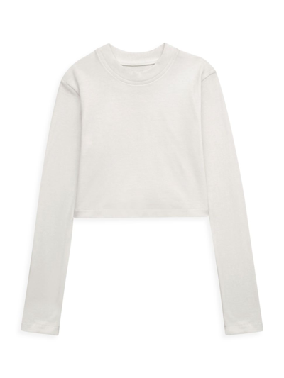 Shop Dl1961 Little Girl's & Girl's Crop Long-sleeve T-shirt In White
