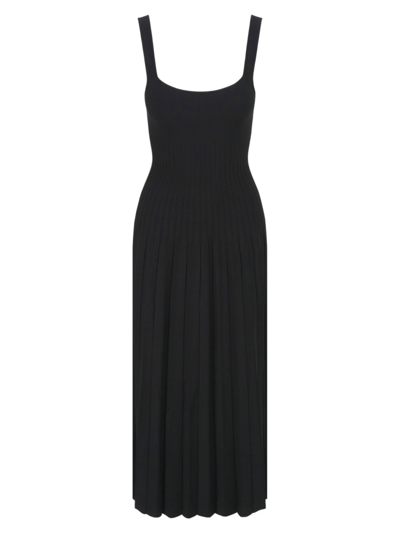 Shop Staud Women's Ellison Knit Pleated Midi-dress In Black