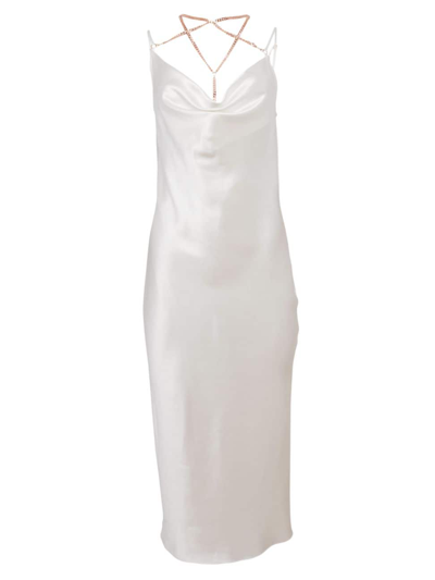 Shop Fleur Du Mal Women's Chain Silk Satin Midi-dress In Ivory