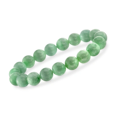 Ross-simons 10mm Green Jade Bead Stretch Bracelet In Green