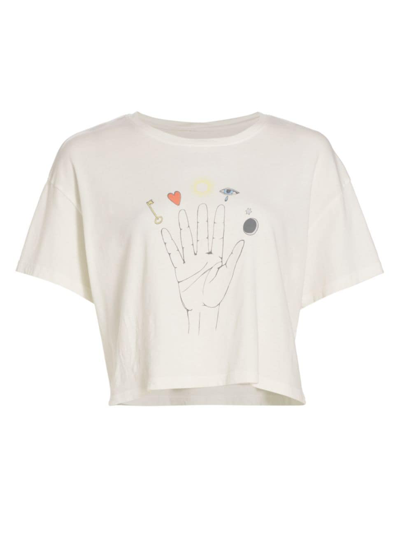 Shop Raquel Allegra Women's Claudia Graphic Cropped Short-sleeve T-shirt In Dirty White
