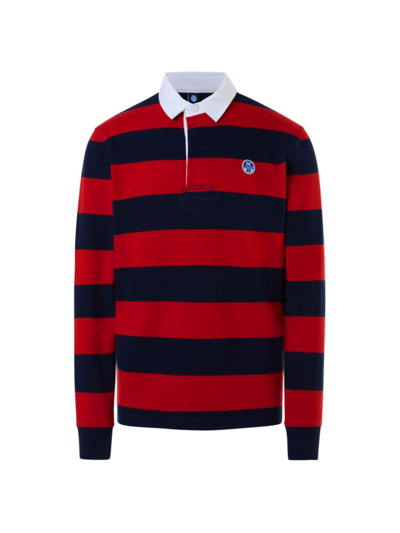 Shop North Sails Men's Striped Cotton Polo Shirt In Red Black