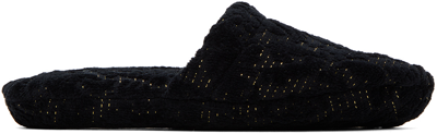 Shop Versace Black Barocco Slippers In 1e880-anthracite