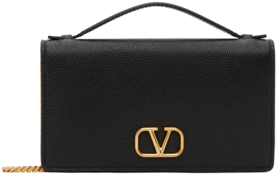 Shop Valentino Black Vlogo Signature Wallet Bag In 0no Nero