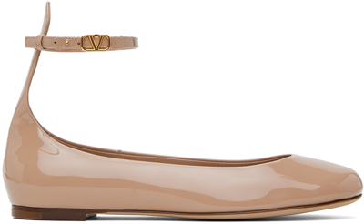 Shop Valentino Pink Tan-go Patent Leather Ballerina Flats In Gf9 Rose Cannelle