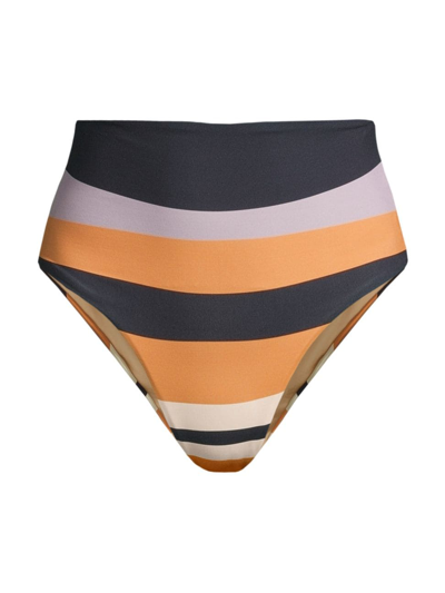 Shop Cala De La Cruz Women's Sonne Elisa Striped Bikini Bottom In Banda