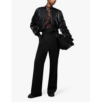 Shop Allsaints Women's Brown Elia Spark-print Stretch Recycled Polyester-blend Bodysuit