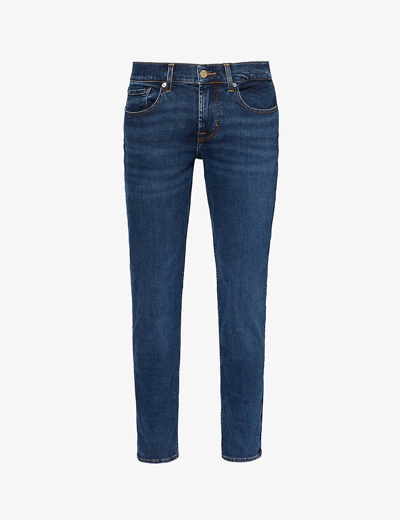Shop 7 For All Mankind Men's Dark Blue Slimmy Slim-fit Tapered-leg Stretch-denim Jeans