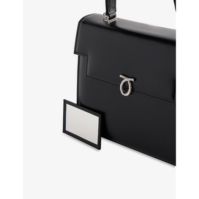 Shop Launer Black Traviata Leather Top-handle Bag