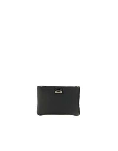 Shop Dolce & Gabbana Designer Men's Bags Clutch With Logo Plaque In Noir