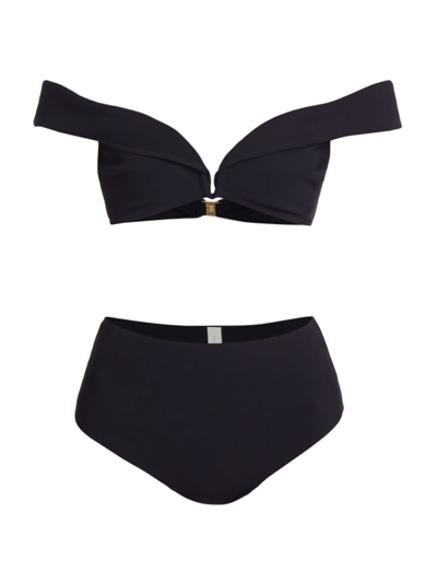 Shop Zimmermann Women's Lexi Off-the-shoulder Bikini In Noir