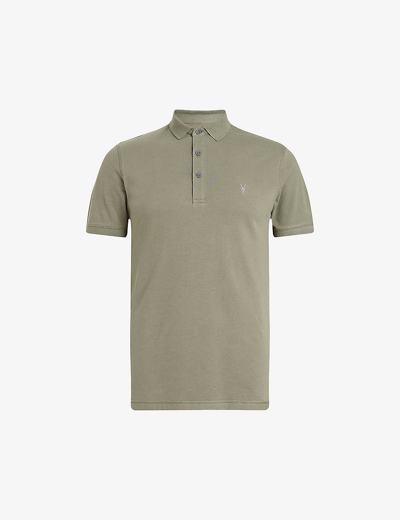 Shop Allsaints Men's Planet Grey Reform Ss Cotton-piqué Polo Shirt