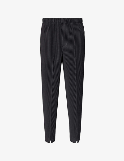 Shop Issey Miyake Homme Plisse  Men's Ink Blue Pleated Tapered-leg Regular-fit Knitted Trousers