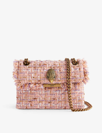 Shop Kurt Geiger Mini Kensington Tweed Cross-body Bag In Pale Pink