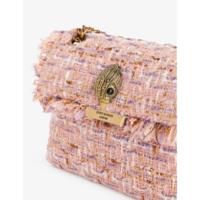 Shop Kurt Geiger Mini Kensington Tweed Cross-body Bag In Pale Pink
